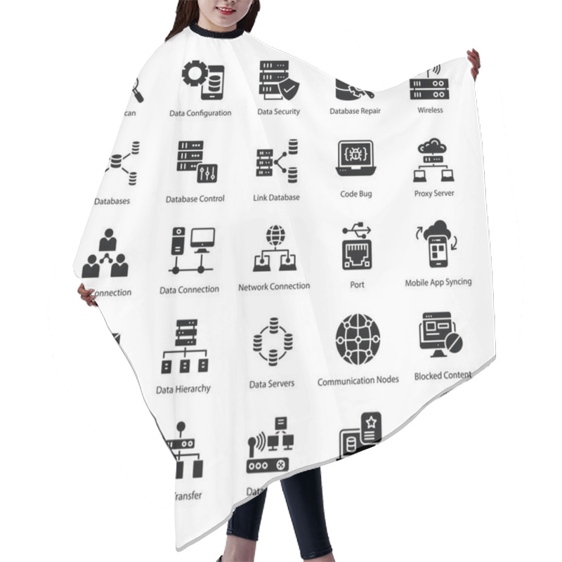 Personality  Database Schema Icons Set Hair Cutting Cape