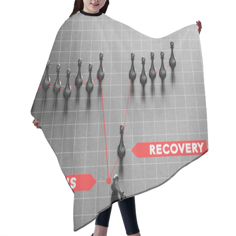 Personality  3D Illustration Of Crisis And Disaster Recovery Chart Over Black Background. Business Continuity Plan Concept.  Hair Cutting Cape