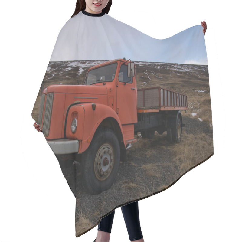 Personality  There's A Very Old Truck Standing On A Meadow Hair Cutting Cape