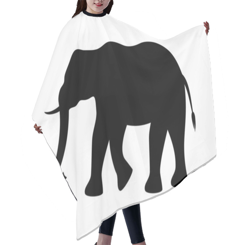 Personality  Big Elephant Black Silhouette Vector Hair Cutting Cape