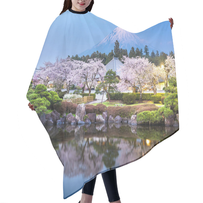 Personality  Fujinomiya, Shizuoka, Japan With Mt. Fuji And Temples In Spring  Hair Cutting Cape