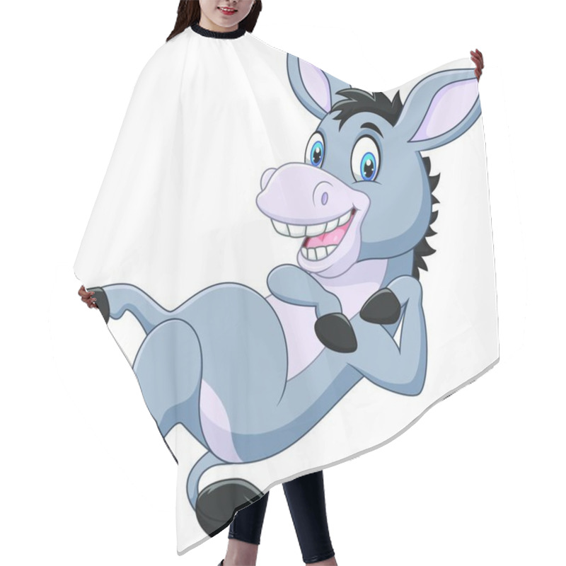 Personality  Cartoon Happy Donkey Isolated On White Background Hair Cutting Cape