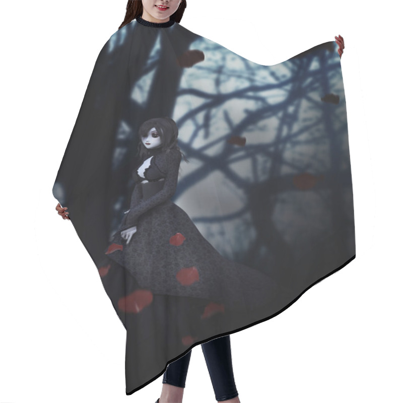 Personality  Gothic Girl With Rose Petals Hair Cutting Cape