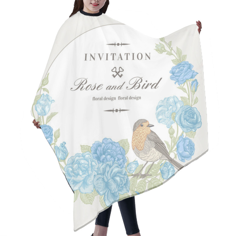 Personality  Frame With  Roses And Bird Hair Cutting Cape