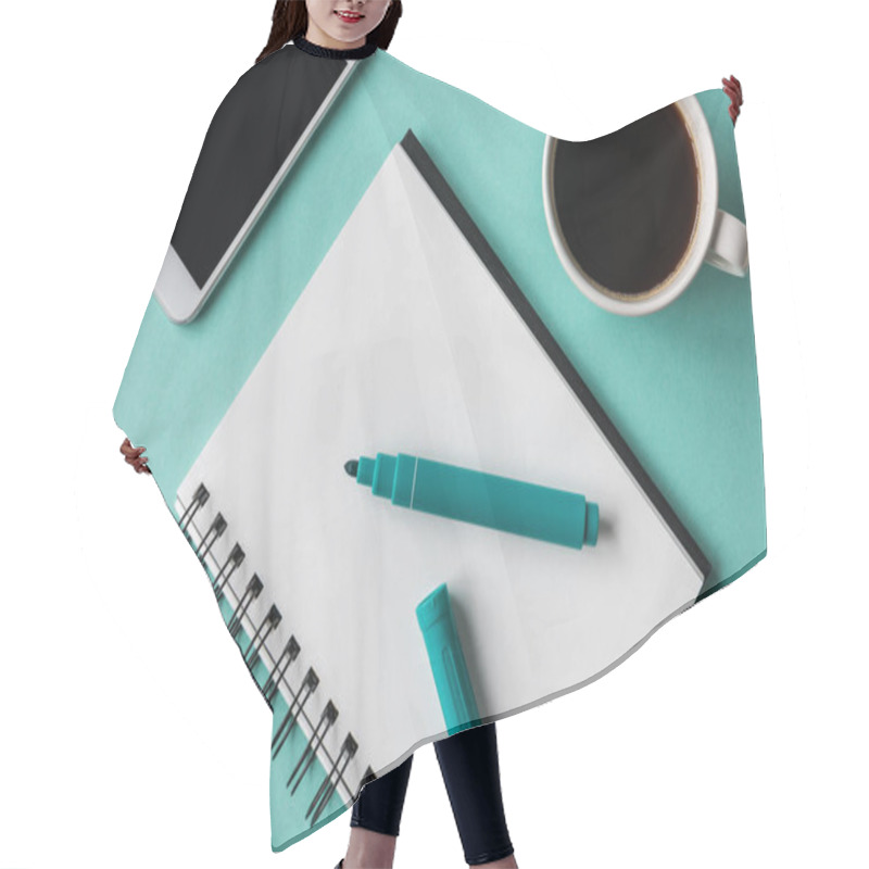 Personality  Notebook With Cup Of Coffee And Smartphone Hair Cutting Cape