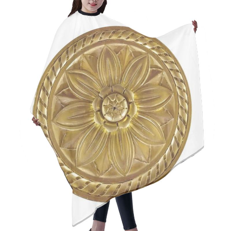 Personality  Golden Decorative Element In The Form Of A Flower Hair Cutting Cape