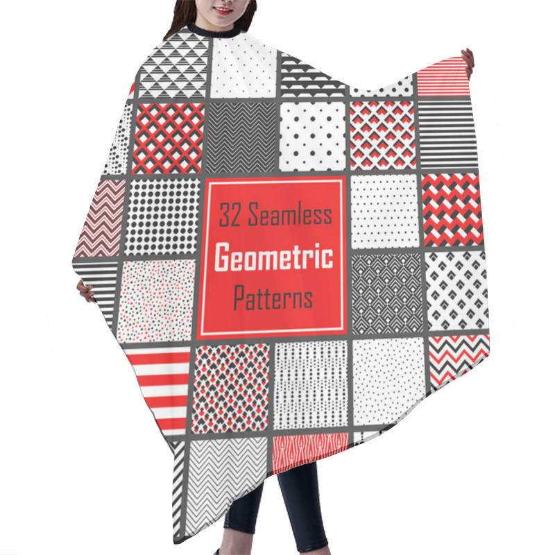 Personality  Geometric Black White Red Patterns Set Hair Cutting Cape