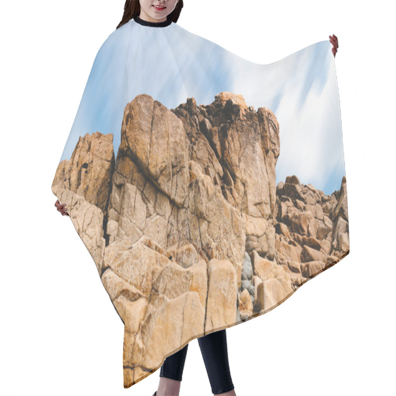 Personality  Rock Formation Against Sky In Sillon De Talbert Area Hair Cutting Cape