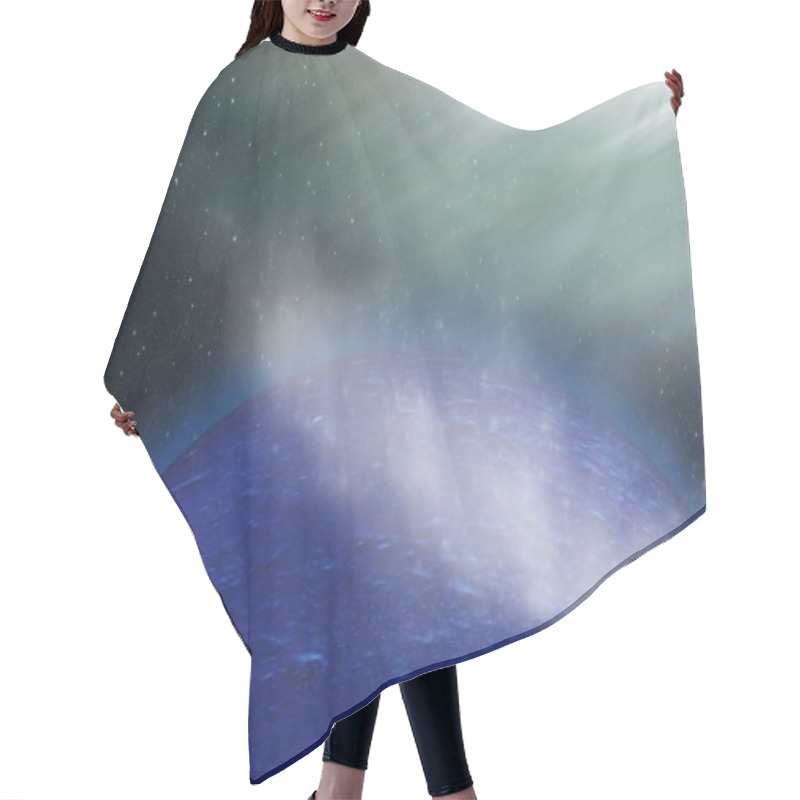 Personality   3d Planet.  Belt Asteroids In Space On A Starry Background. Hair Cutting Cape