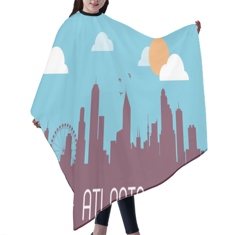 Personality  Atlanta Skyline Silhouette Vector Illustration Hair Cutting Cape