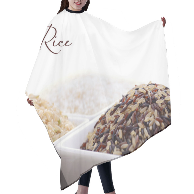 Personality  Square Bowl Of Uncooked Rice Hair Cutting Cape