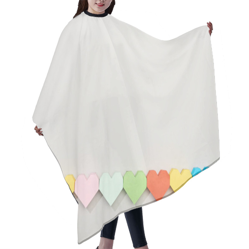 Personality  Top View Of Decorative Papers In Heart Shape On Grey Background With Copy Space Hair Cutting Cape