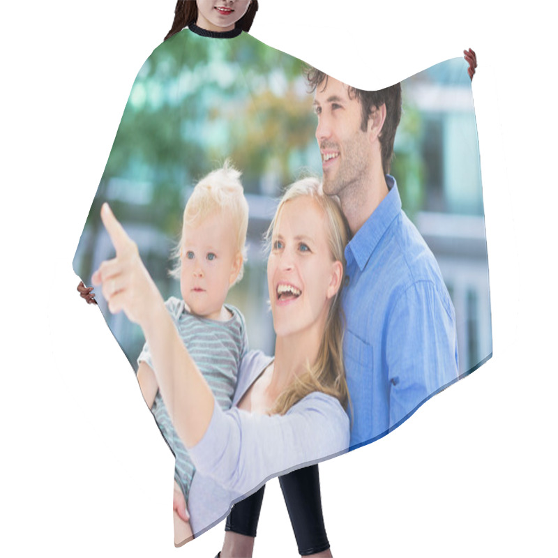 Personality  Young Parents With Baby Boy Hair Cutting Cape