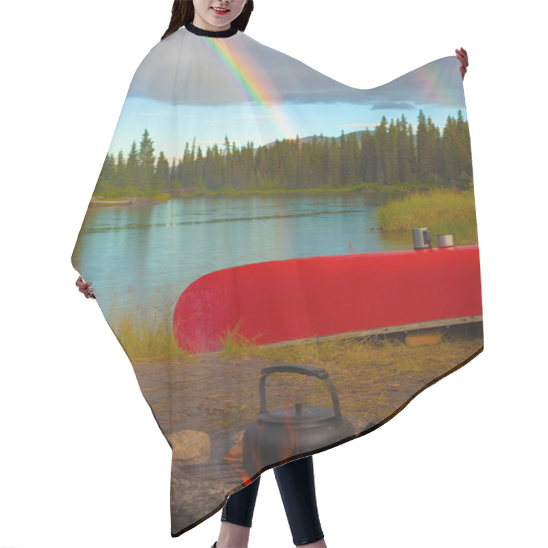 Personality  Canoe, Campfire And Rainbow Hair Cutting Cape