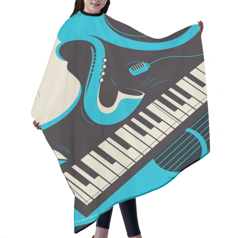 Personality  Poster Template With Saxophone And Piano. Hair Cutting Cape