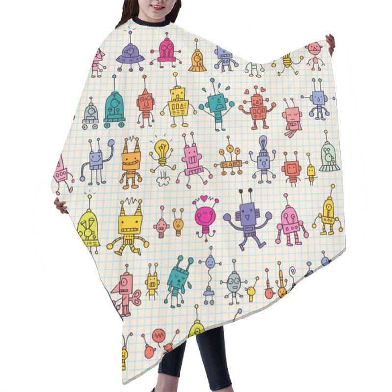 Personality  Cute Cartoon Robots Set Hair Cutting Cape