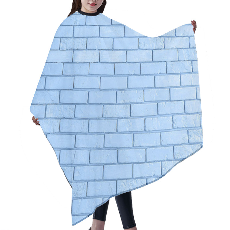 Personality  Grunge Brick Wall Texture, Copy Space. Classic Blue Background.  Hair Cutting Cape