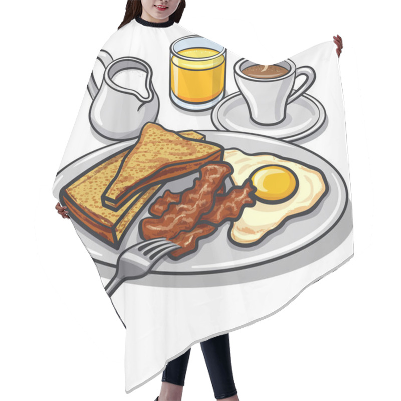 Personality  Illustration Of The English Breakfast With Bacon Hair Cutting Cape