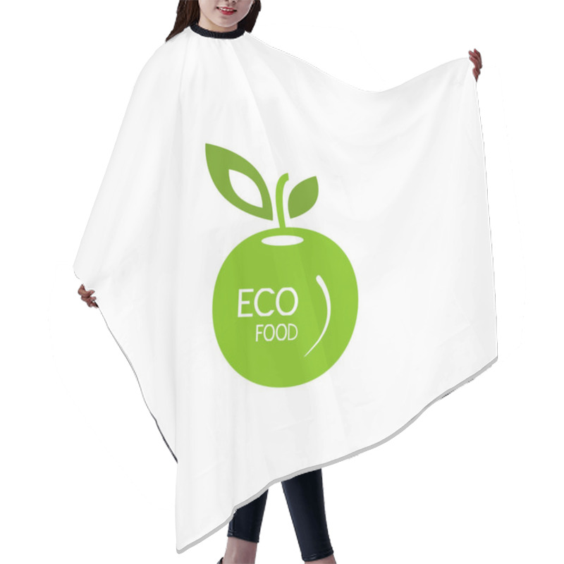 Personality  Eco Food. Apple. Logo, Sticker, Emblem. A Design Element. Hair Cutting Cape