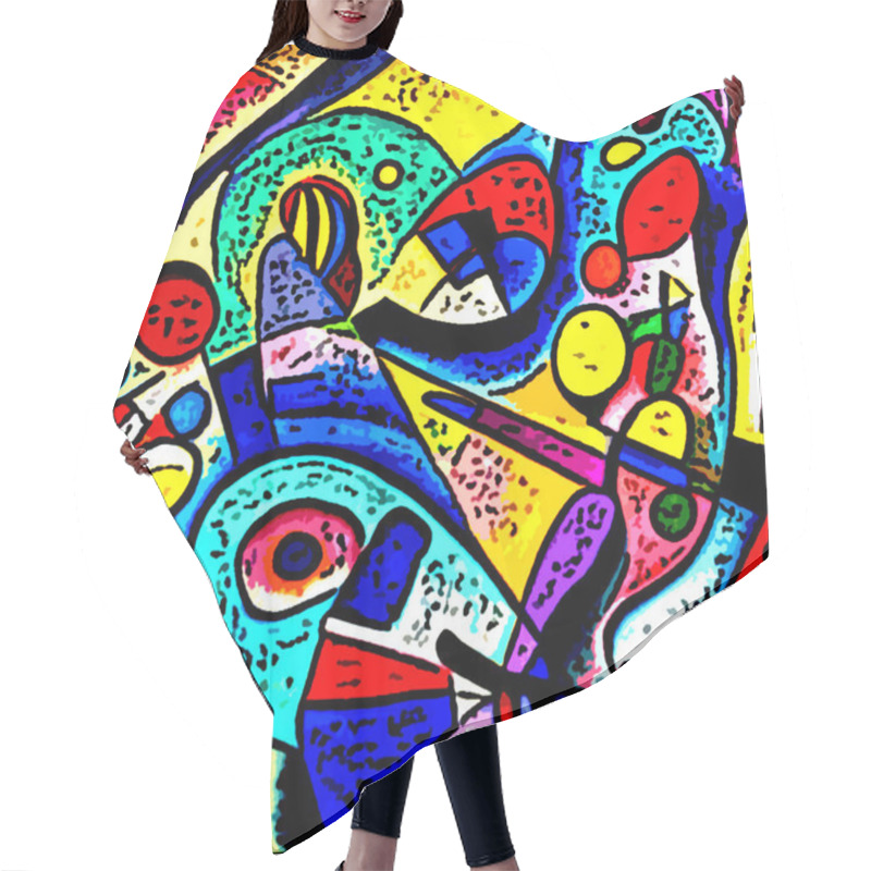 Personality  Fashionable Card With Abstract Shapes For Printing. Use For Cover, Wallpaper, Wall Art. Inspiration By Kandinsky's Art. Hair Cutting Cape