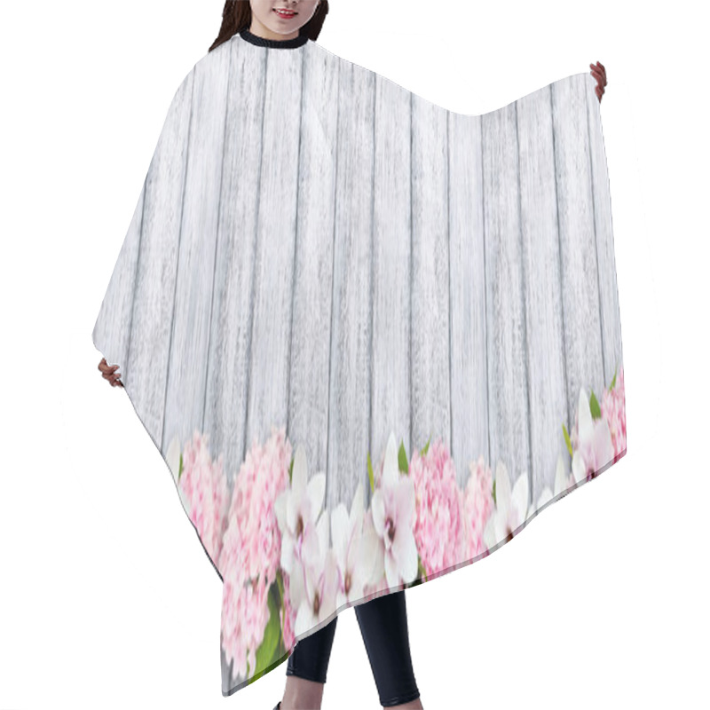 Personality  Magnolia Flowers With Hortensia And Place For Your Text Hair Cutting Cape