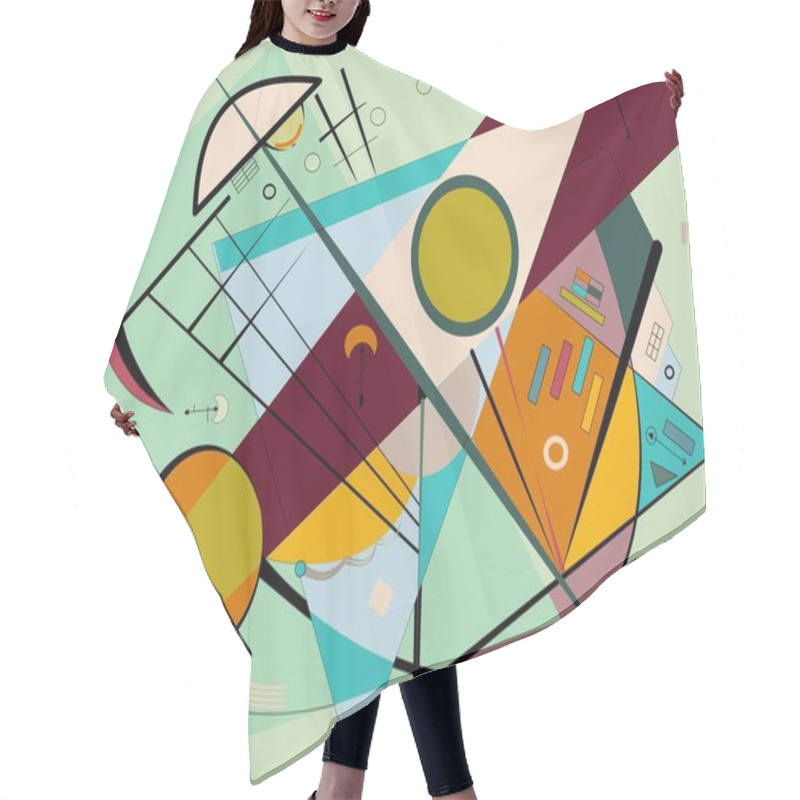 Personality  Abstract  Turquoise Background ,fancy  Geometric And Curved Shapes , Expressionism Art Style Hair Cutting Cape