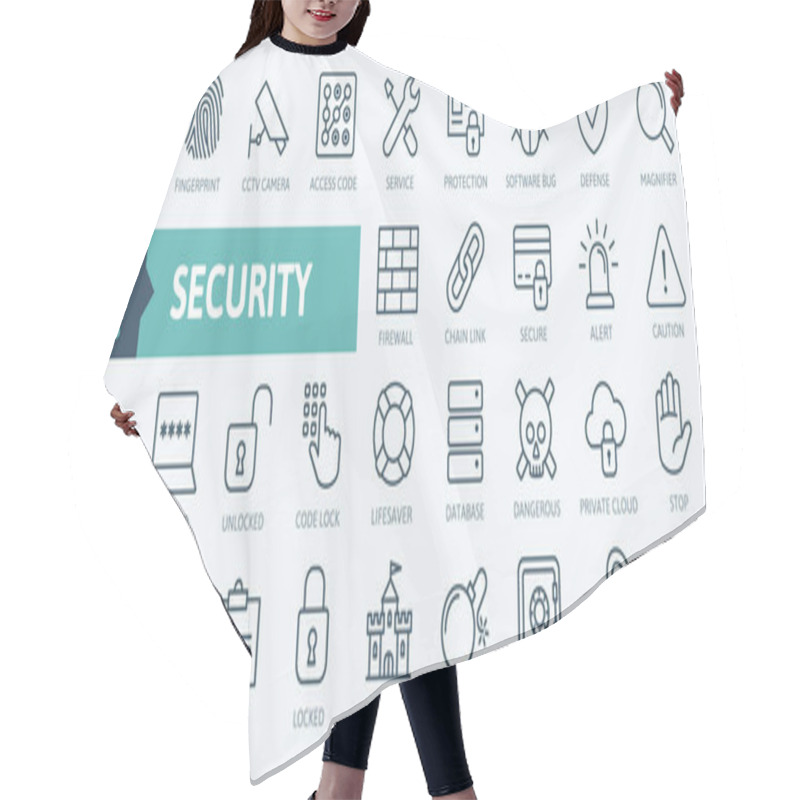 Personality  Security - Outline Web Icon Set, Vector, Thin Line Icons Collection Hair Cutting Cape