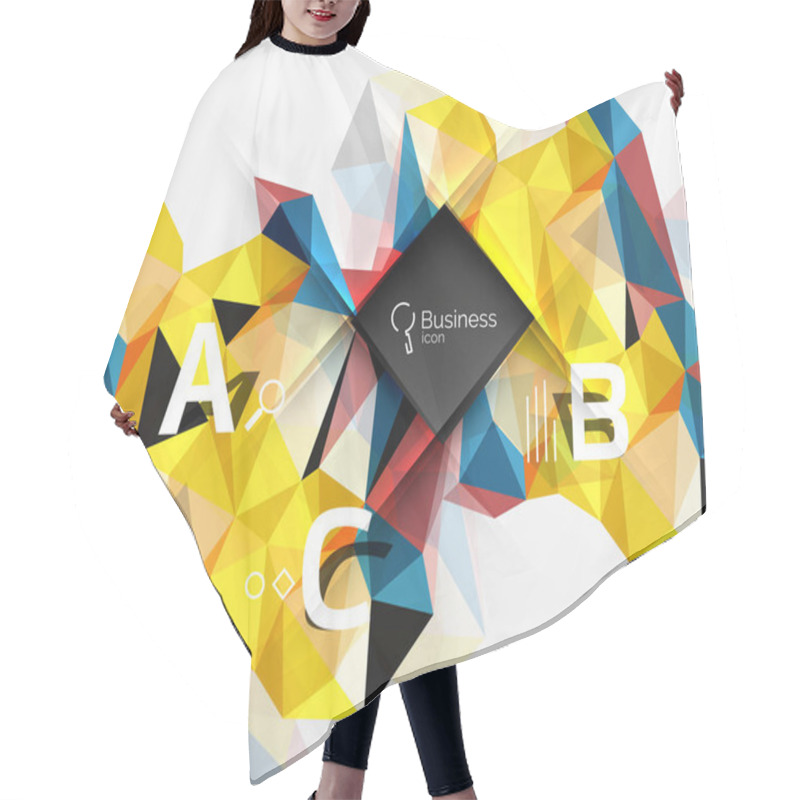 Personality  Mosaic Low Poly Abstract Background With Infographics Hair Cutting Cape