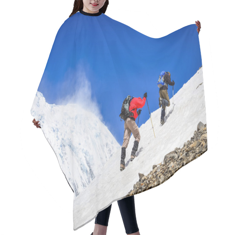 Personality  Two Mountain Trekkers On Snow With Peaks Background Hair Cutting Cape