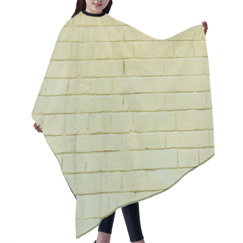 Personality  Old White Brick Wall Background, Full Frame View  Hair Cutting Cape