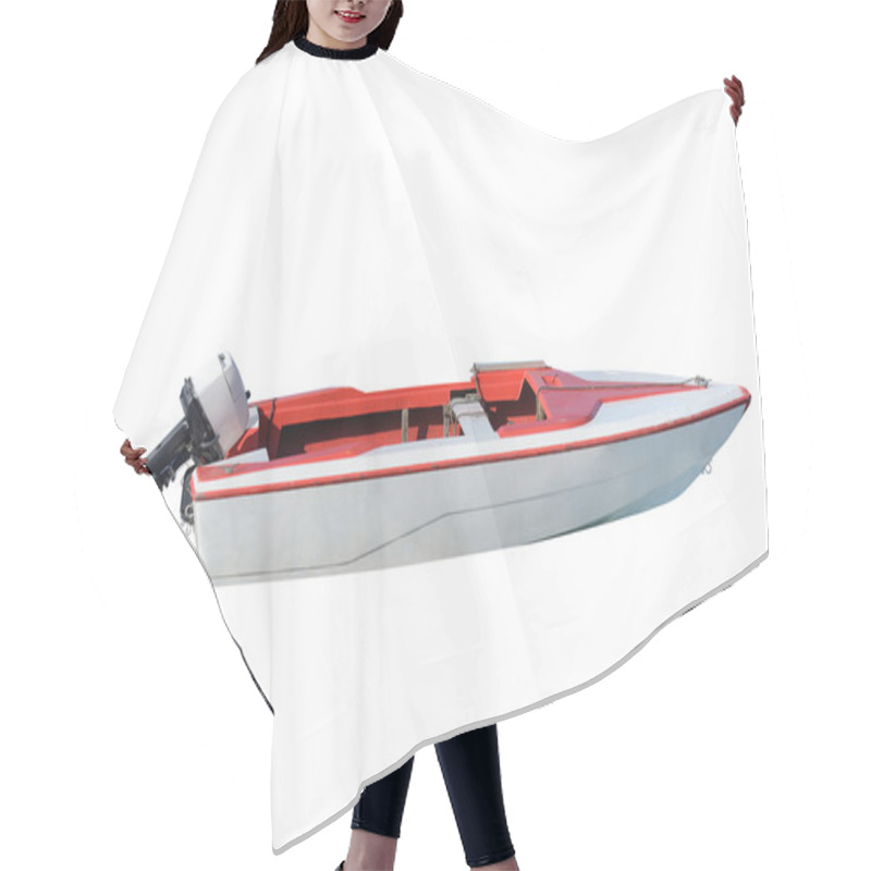 Personality  Motor Boat Isolated On A White Background Hair Cutting Cape