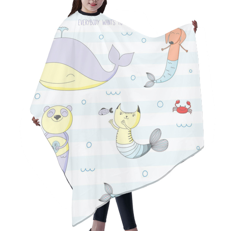 Personality  Cute Animals Being Mermaids Hair Cutting Cape