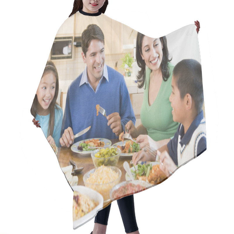 Personality  Family Enjoying Meal,mealtime Together Hair Cutting Cape