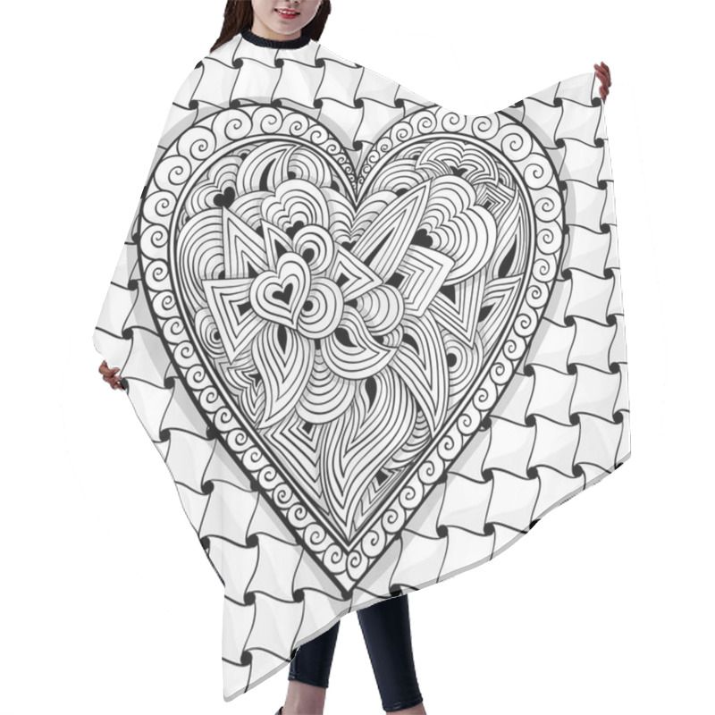 Personality  Vector Black And White Heart Pattern Hair Cutting Cape