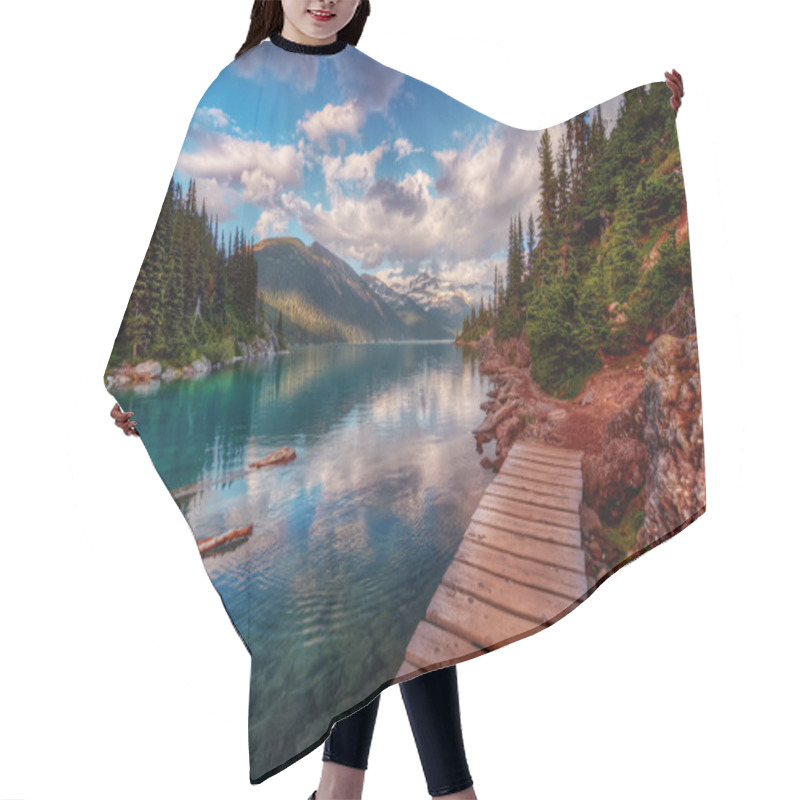 Personality  Wooden Walkway Along Lake Hair Cutting Cape