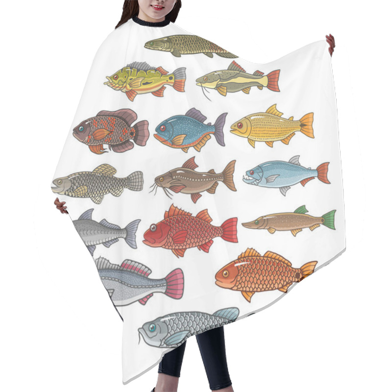 Personality  Brazilian Fish On White Background Hair Cutting Cape