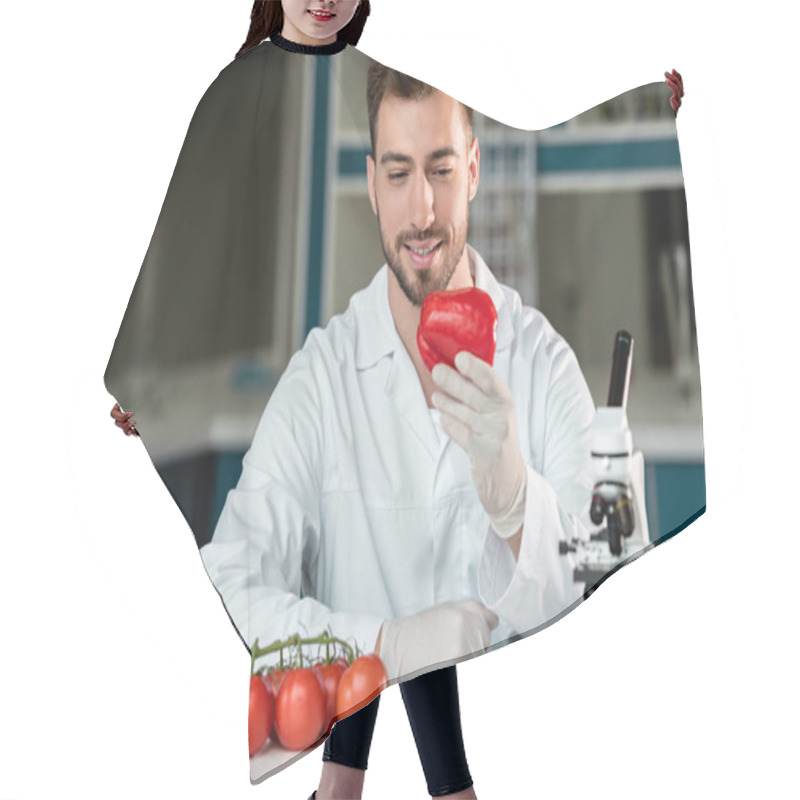 Personality  Scientist Examining Vegetables  Hair Cutting Cape