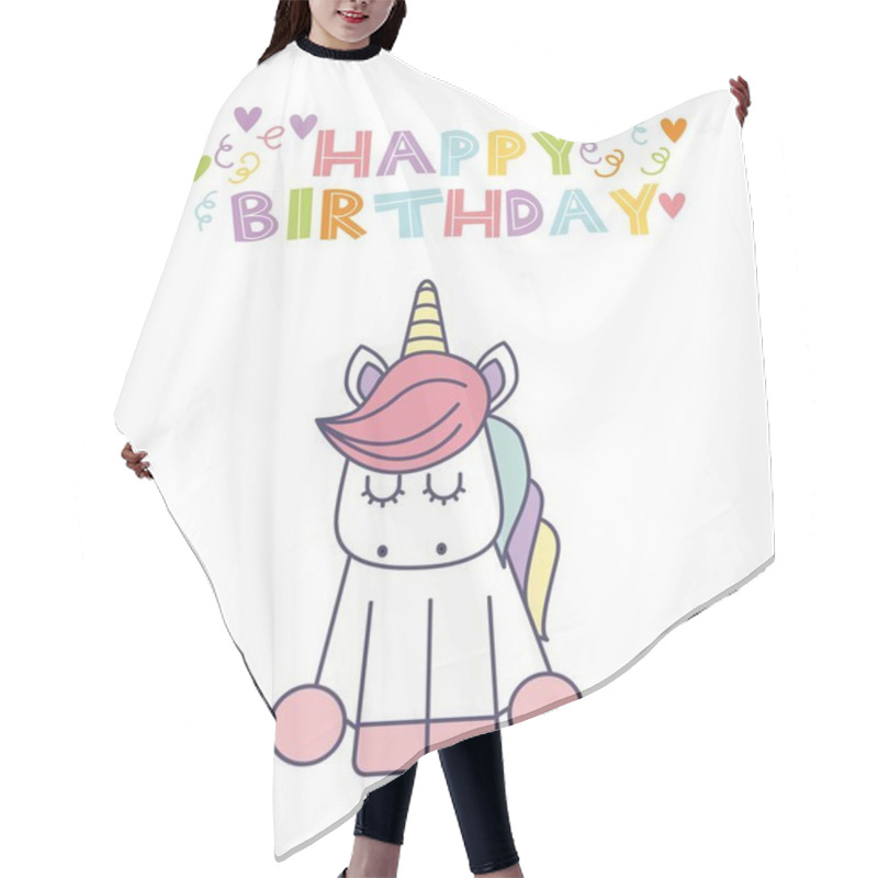 Personality  Unicorn Birthday Card Hair Cutting Cape