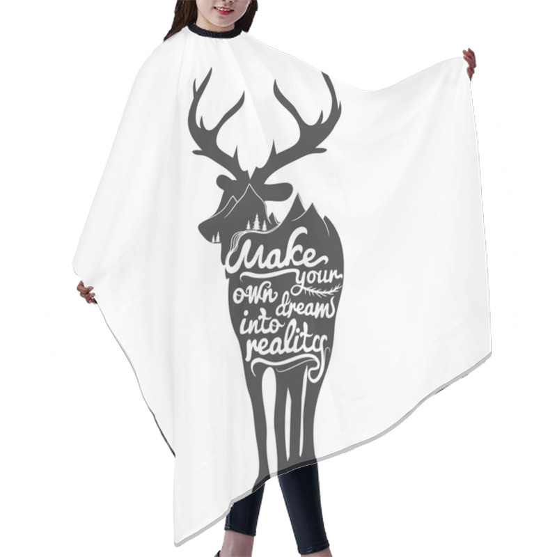 Personality  Romantic Poster With Deer Silhouette. Hair Cutting Cape