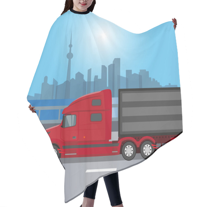 Personality  Red American Truck Isolated Hair Cutting Cape