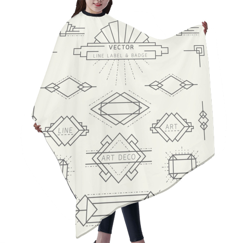 Personality  Art Deco Style Line And Geometric Labels And Badges Monochrome Hair Cutting Cape