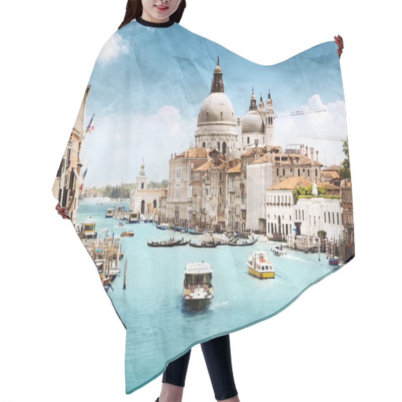 Personality  Grunge Style Image Of Grand Canal, Venice, Italy Hair Cutting Cape