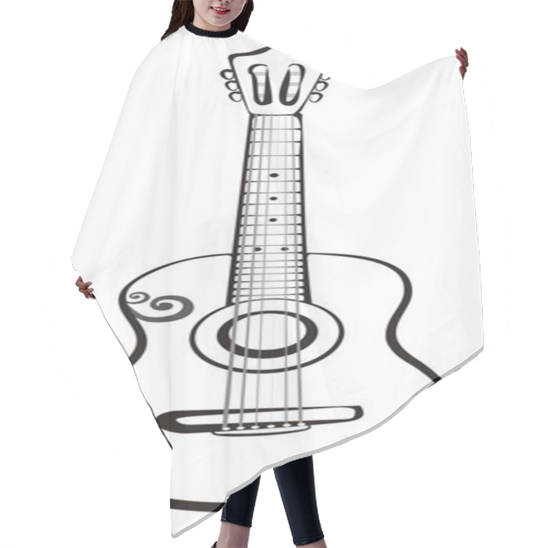 Personality  Classic Guitar Sketch In Black Lines Hair Cutting Cape