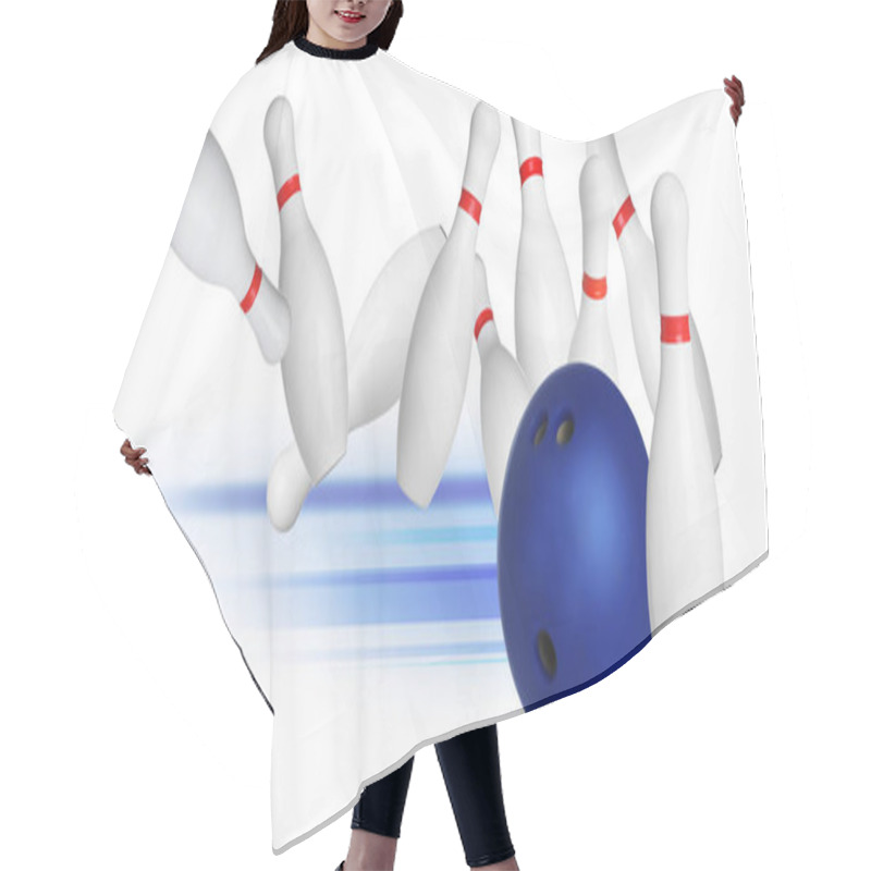 Personality  Bowling Pins And Ball On White Background Hair Cutting Cape