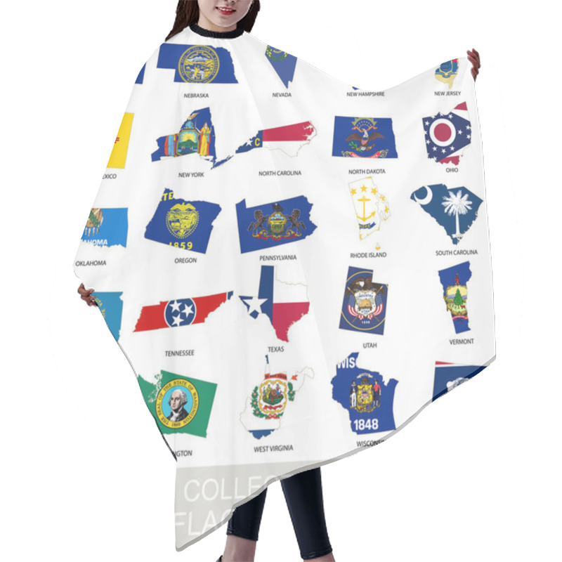 Personality  USA State Collection, Maps And Flags Hair Cutting Cape