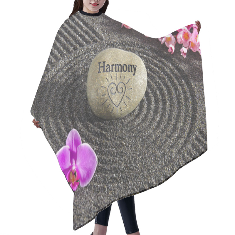 Personality  Japanese Zen Garden Of Tranquility With Stone In Textured Sand Hair Cutting Cape