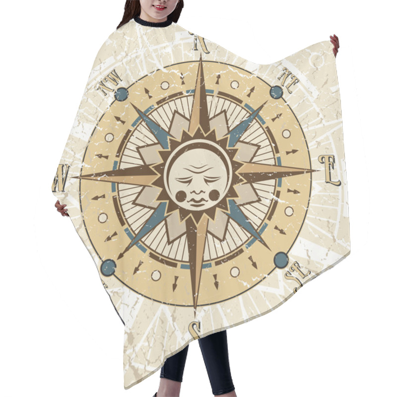 Personality  Compass Rose Illustration Hair Cutting Cape