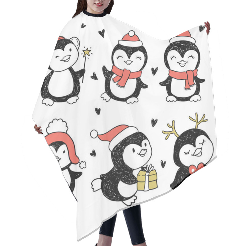 Personality  Seamless Pattern Wirh Penguins Hair Cutting Cape