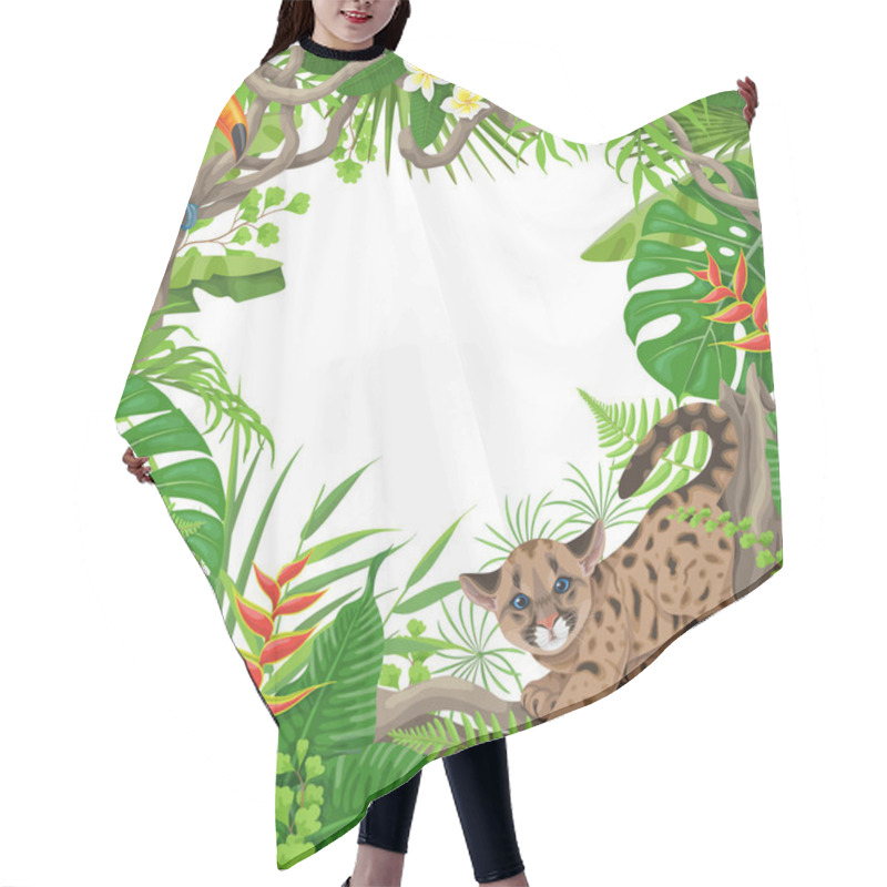 Personality  Tropical Frame With Plants And Animals Hair Cutting Cape