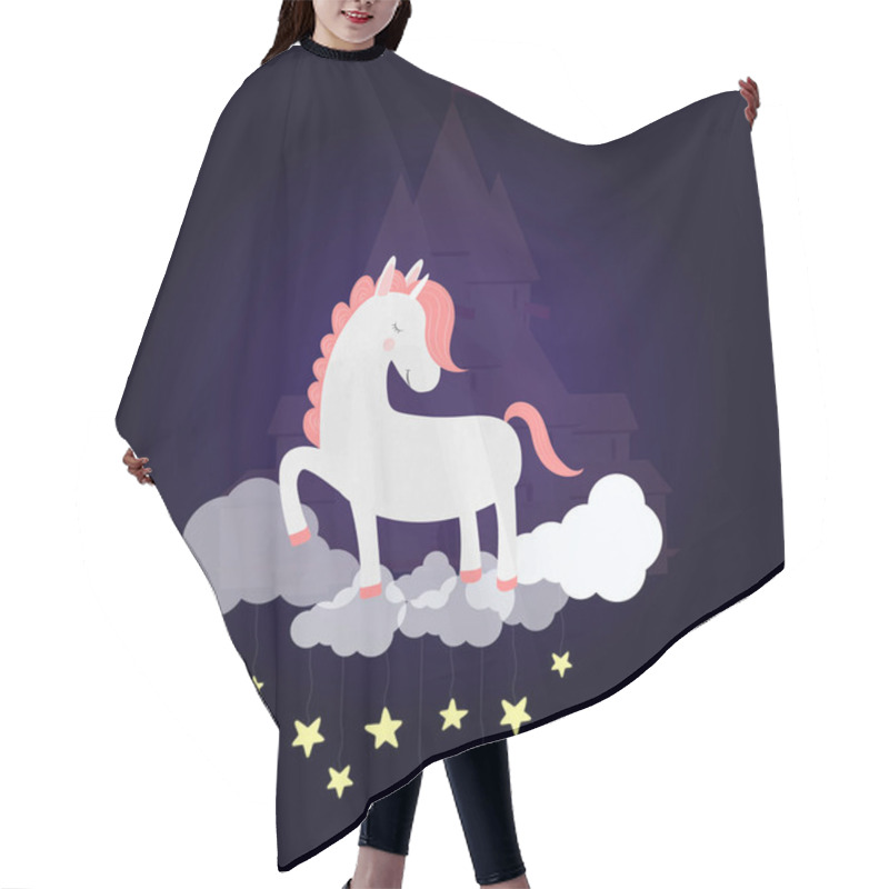 Personality  Funny Unicorn Sleep On Cloud With Dream Castle Hair Cutting Cape